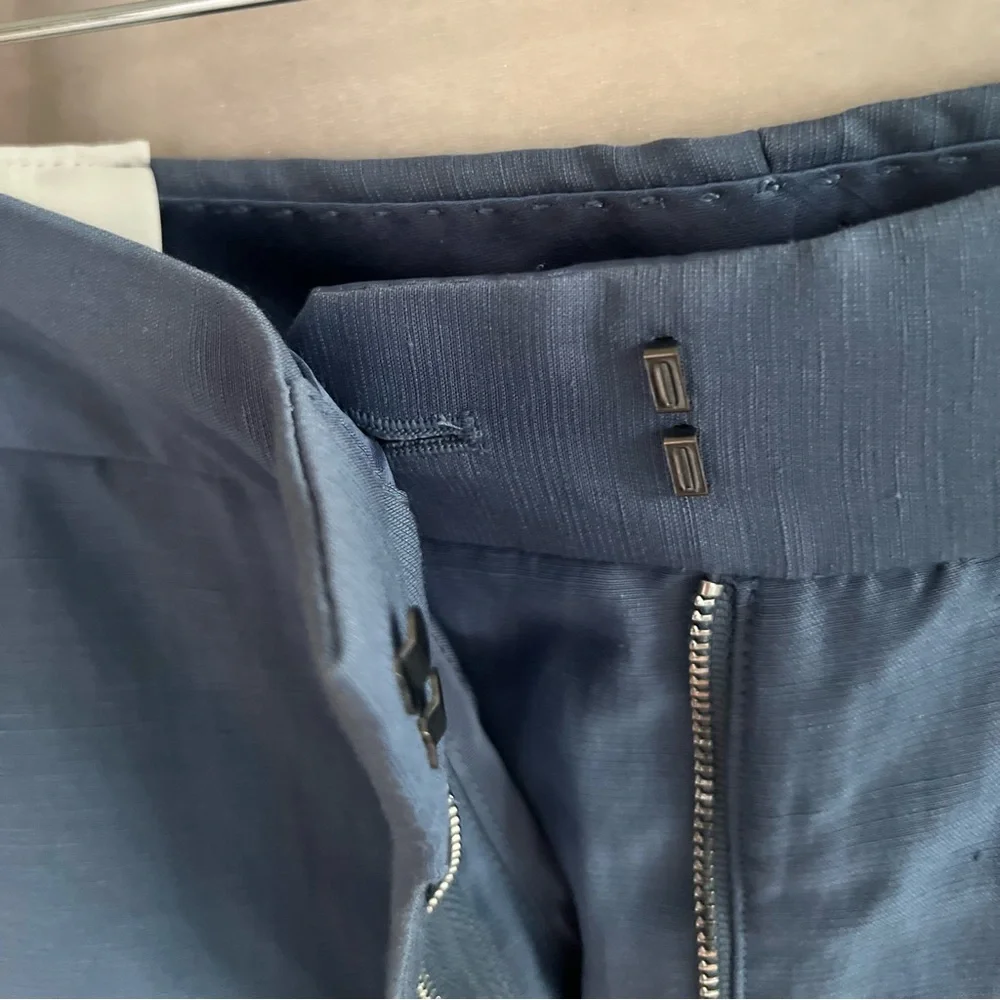 Babaton Aritzia Tahoma Blue Linen Blend Crop Pants Culottes S NWT Quiet Luxury